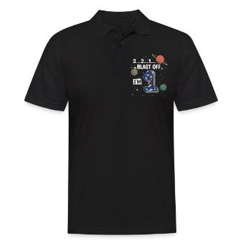 Blast Off J’ai 1 an, 1er anniversaire - Polo Homme - noir - Devant - Kai (181cm)