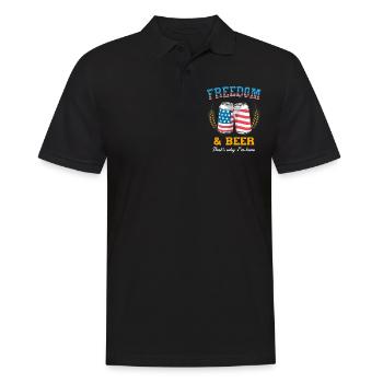 Freiheit Und Bier USA Patrioten Lustiger Spruch - Männer Poloshirt - Schwarz - Vorne - Kai (181cm)
