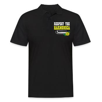 Harmonica player, Harmonica music - Men's Polo Shirt - black - Front - Kai (181cm)