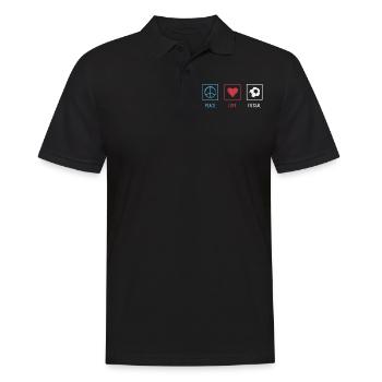 Futsal, Fußball, - Männer Poloshirt - Schwarz - Vorne - Kai (181cm)