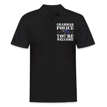 Grammar Police - English Teacher - Men's Polo Shirt - black - Front - Kai (181cm)