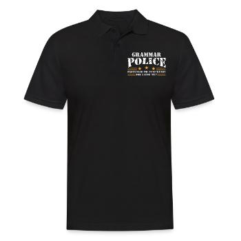 Grammatikpolizei - Englischlehrer - Männer Poloshirt - Schwarz - Vorne - Kai (181cm)