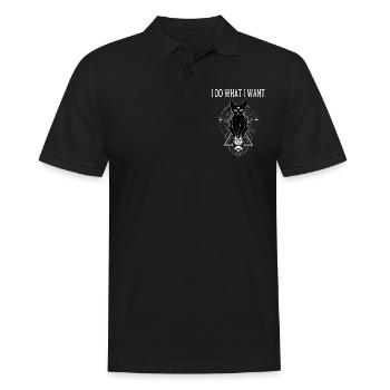 Eigener Wille Okkultes Katzenliebhaber Satan Goth - Männer Poloshirt - Schwarz - Vorne - Kai (181cm)
