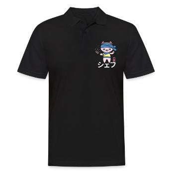 Kawaii Chef Cat Japon - Polo Homme - noir - Devant - Kai (181cm)