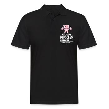 Muscle Building Weightlifting Cat Gym Humor - Men's Polo Shirt - black - Front - Kai (181cm)