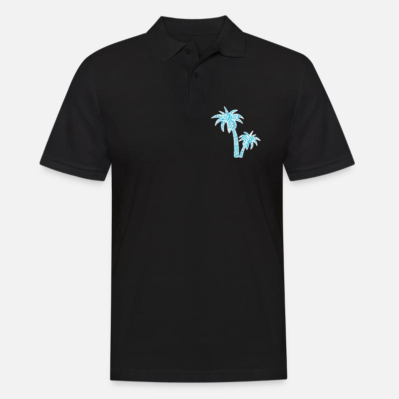 Tropic Wave Abstract Palm Design - Polo Homme - noir