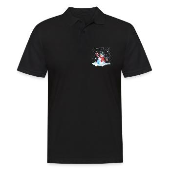 Noël nostalgie bonhomme de neige avec hibou, lanterne - Polo Homme - noir - Devant - Kai (181cm)