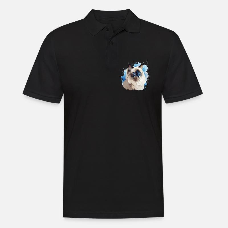 Katze Kopf Heilige Birma - Männer Poloshirt - Schwarz