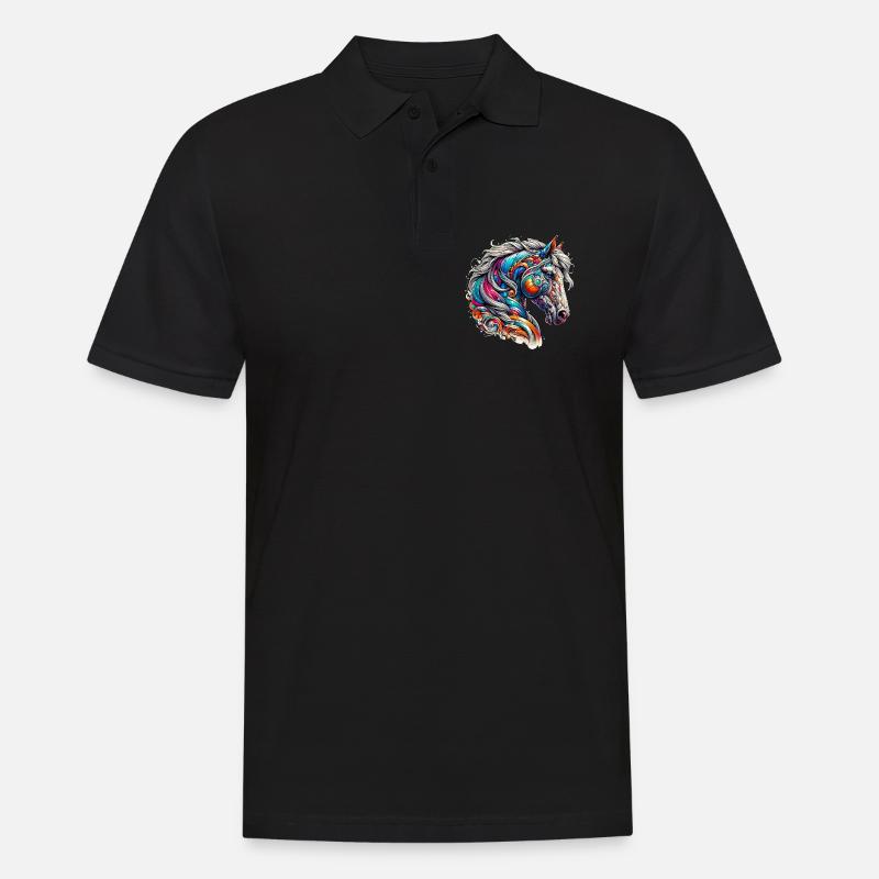 Pferd - Männer Poloshirt - Schwarz