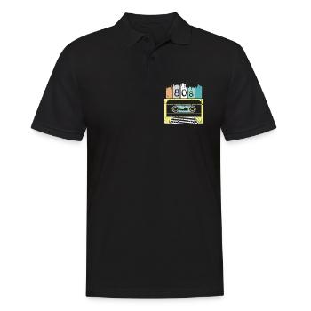 80s Kassette retro vintage Musik Symbol Grafik - Männer Poloshirt - Schwarz - Vorne - Kai (181cm)