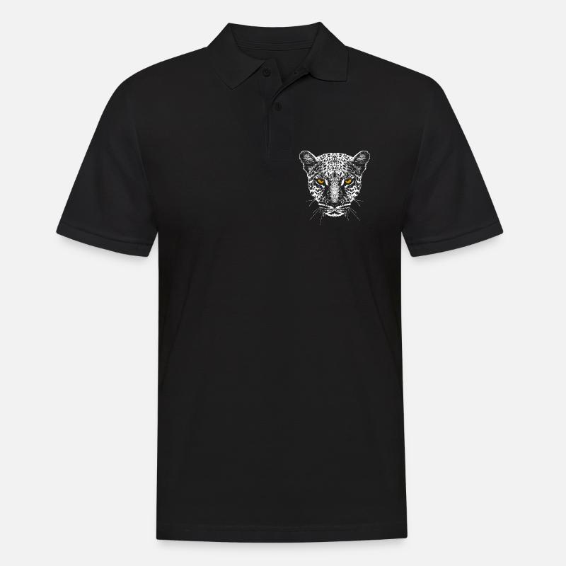 Leopard / Kopf / Augen - Männer Poloshirt - Schwarz