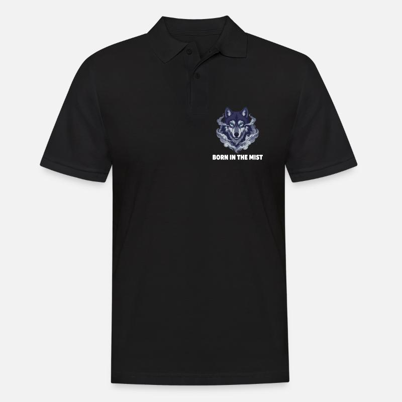 Nebelwolf : Wolfkopf dans la brume - Polo Homme - noir