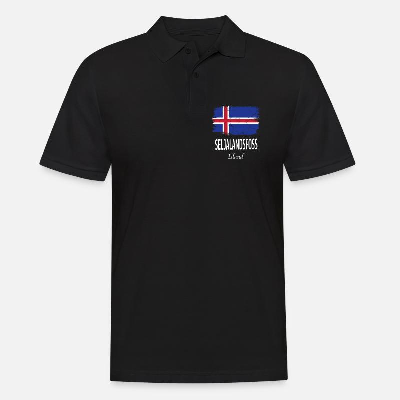 Seljalandsfoss - Männer Poloshirt - Schwarz