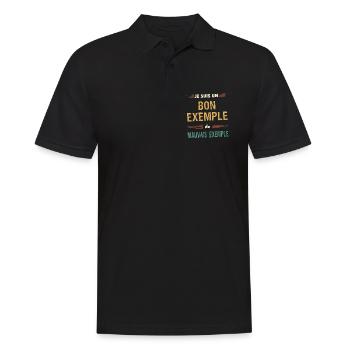 Gutes Beispiel und schlechtes Beispiel – Humorvolle Botschaft - Männer Poloshirt - Schwarz - Vorne - Kai (181cm)