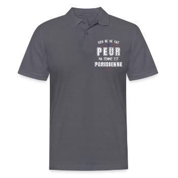 Paris, idée cadeau Couple Parisien Citation Région - Polo Homme - charbon - Devant - Nico (186cm)