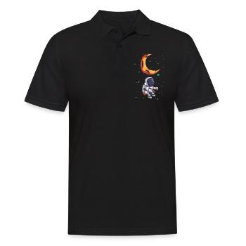 Un astronaute berce un astronome extraterrestre sur la lune - Polo Homme - noir - Devant - Kai (181cm)
