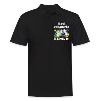 Papa Gamer Cadeau Gaming Vintage Jeux Vidéo Geek - Polo Homme - noir - Devant - Kai (181cm)