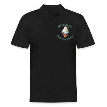 Mit Eis ist das Leben besser - Männer Poloshirt - Schwarz - Vorne - Kai (181cm)