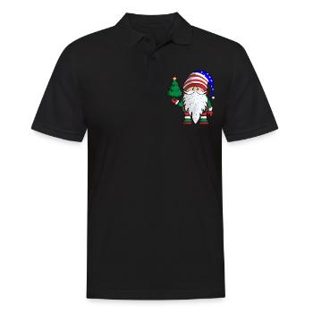 Père Noël Gnome USA Drapeau Joyeux Noël - Polo Homme - noir - Devant - Kai (181cm)