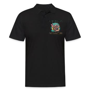 Fotograf im Urlaub - Männer Poloshirt - Schwarz - Vorne - Kai (181cm)