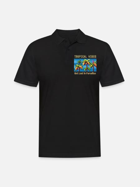 TROPICAL VIBES Get Lost in Paradise - Men's Polo Shirt - black