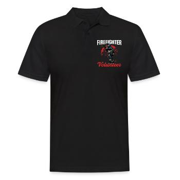 firefighter volunteer - Männer Poloshirt - Schwarz - Vorne - Kai (181cm)