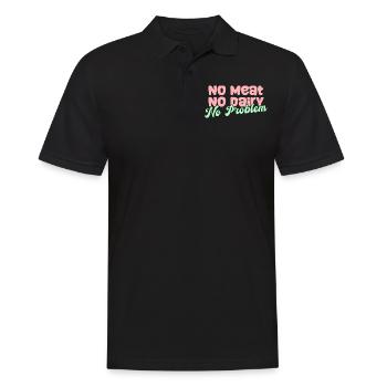 Pas de viande, pas de produits laitiers, pas de problème, végétalien - Polo Homme - noir - Devant - Kai (181cm)