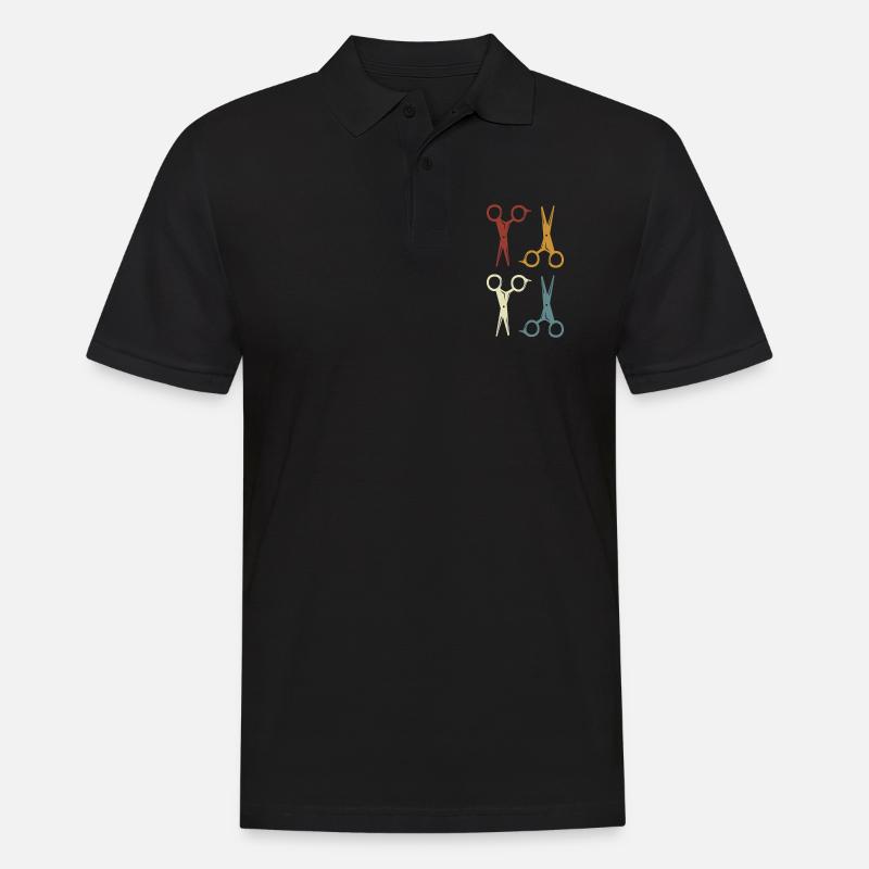 Coiffeur & coiffeuse, crésons de ciseaux - Polo Homme - noir