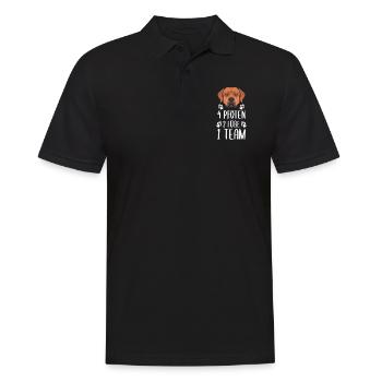 4 Pfoten 2 Füße 1 Team, Rhodesian Ridgeback - Männer Poloshirt - Schwarz - Vorne - Kai (181cm)