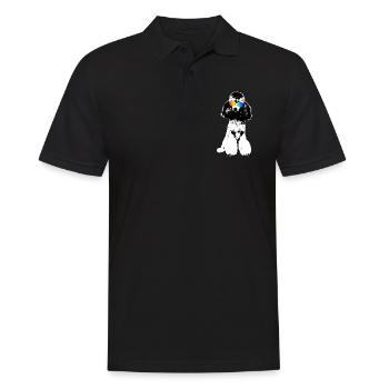 Pudel Hund mit Regenbogen LGBTQ Sonnenbrille Hunde - Männer Poloshirt - Schwarz - Vorne - Kai (181cm)