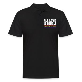 Pride LGBT Liebe gewinnt, wir sind queer und stolz - Männer Poloshirt - Schwarz - Vorne - Kai (181cm)