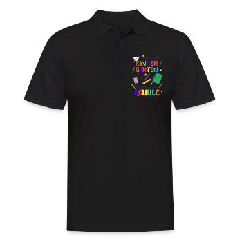 Einschulung Schulanfang Grundschule 1. Klasse - Männer Poloshirt - Schwarz - Vorne - Kai (181cm)
