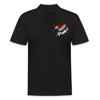 Pride LGBT Liebe gewinnt, wir sind queer und stolz - Männer Poloshirt - Schwarz - Vorne - Kai (181cm)