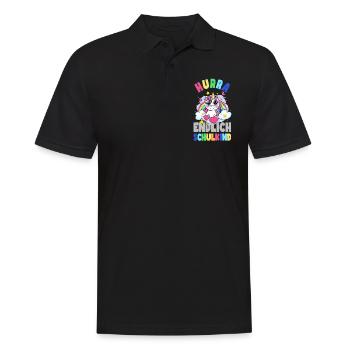 Einschulung Schulanfang Grundschule Erste Klasse - Männer Poloshirt - Schwarz - Vorne - Kai (181cm)