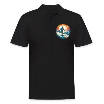 Snowboardung und Skifahren und dann Aprés-Ski - Männer Poloshirt - Schwarz - Vorne - Kai (181cm)