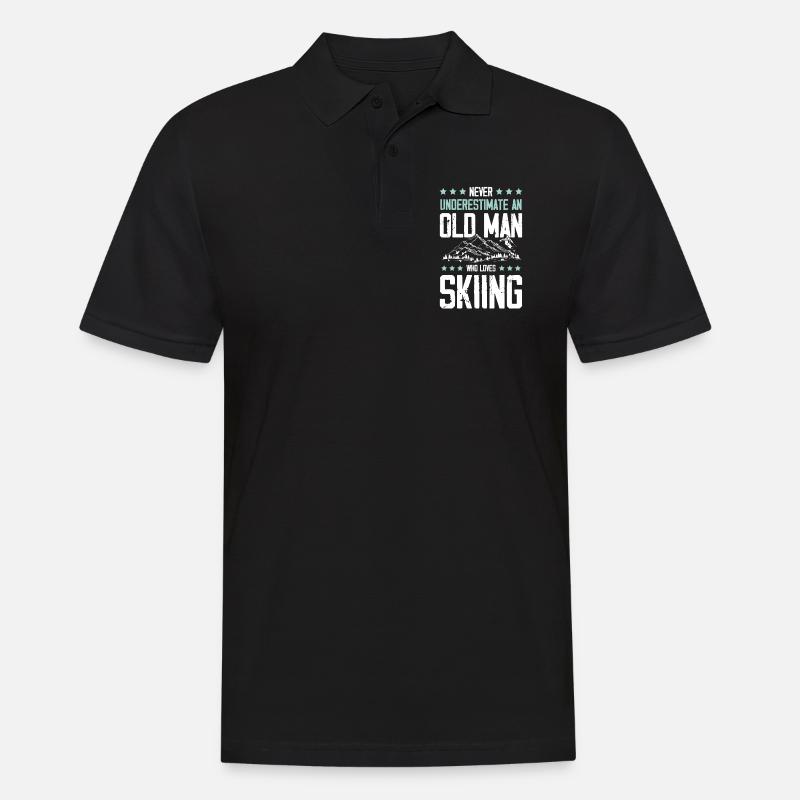 alter mann skiing - Männer Poloshirt - Schwarz