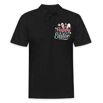 Happy Easter - Männer Poloshirt - Schwarz - Vorne - Kai (181cm)