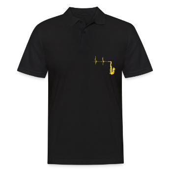 Saxophonist Saxophon Herzschlag Blechbläser EKG Pu - Männer Poloshirt - Schwarz - Vorne - Kai (181cm)