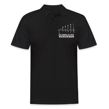 1N23456 Motorrad Gangschaltung - Adrenalin - Puls - Männer Poloshirt - Schwarz - Vorne - Kai (181cm)