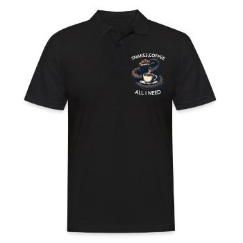 Funny Snake Art Snake Coffee Reptiles - Men's Polo Shirt - black - Front - Kai (181cm)