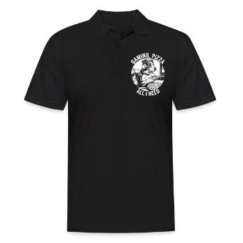 Drôle de chien Gaming Pizza Gamer Gamer Gaming - Polo Homme - noir - Devant - Kai (181cm)