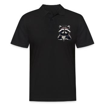 Funny Raccoon Gaming Pizza Gamer Gamer Gaming - Men's Polo Shirt - black - Front - Kai (181cm)
