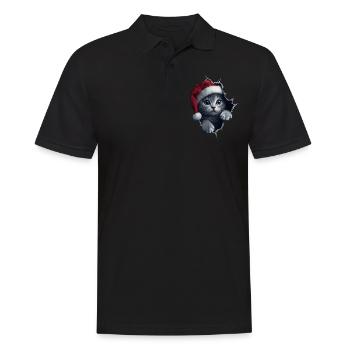 Katzenbesitzer Katzen Weihnachten Weihnachts Katze - Männer Poloshirt - Schwarz - Vorne - Kai (181cm)