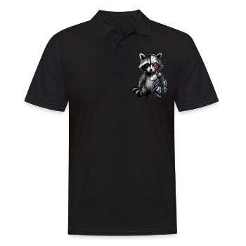 Funny Robot Tech Raccoon Cyborg Animal Raccoon - Men's Polo Shirt - black - Front - Kai (181cm)