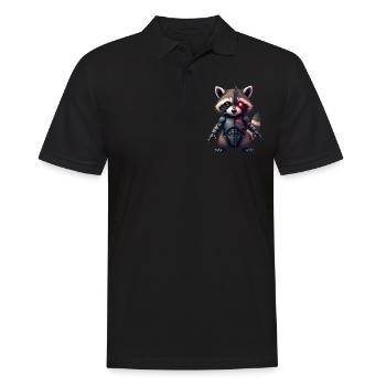 Funny Robot Tech Raccoon Cyborg Animal Raccoon - Men's Polo Shirt - black - Front - Kai (181cm)