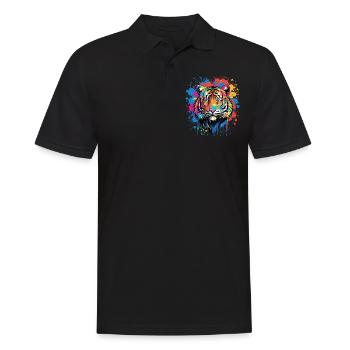 Lustiges Tiger Kunst Tier Natur Wildtier Tiere Zoo - Männer Poloshirt - Schwarz - Vorne - Kai (181cm)