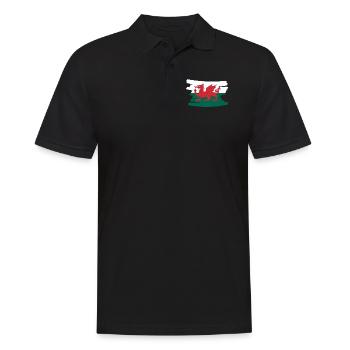 Wales National Flag - brush horizontal - Männer Poloshirt - Schwarz - Vorne - Kai (181cm)