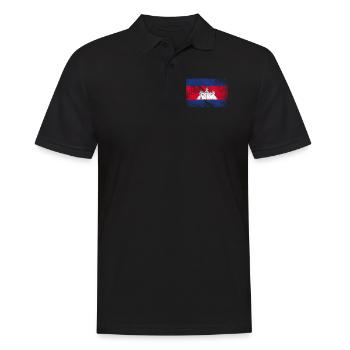 Drapeau du Cambodge - Vintage Grunge - Polo Homme - noir - Devant - Kai (181cm)
