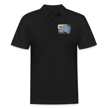 Uruguay Flag - Vintage Grunge - Men's Polo Shirt - black - Front - Kai (181cm)