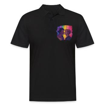 Boy meets Boy - Pride and Strong - LGBTQIA+ - Männer Poloshirt - Schwarz - Vorne - Kai (181cm)